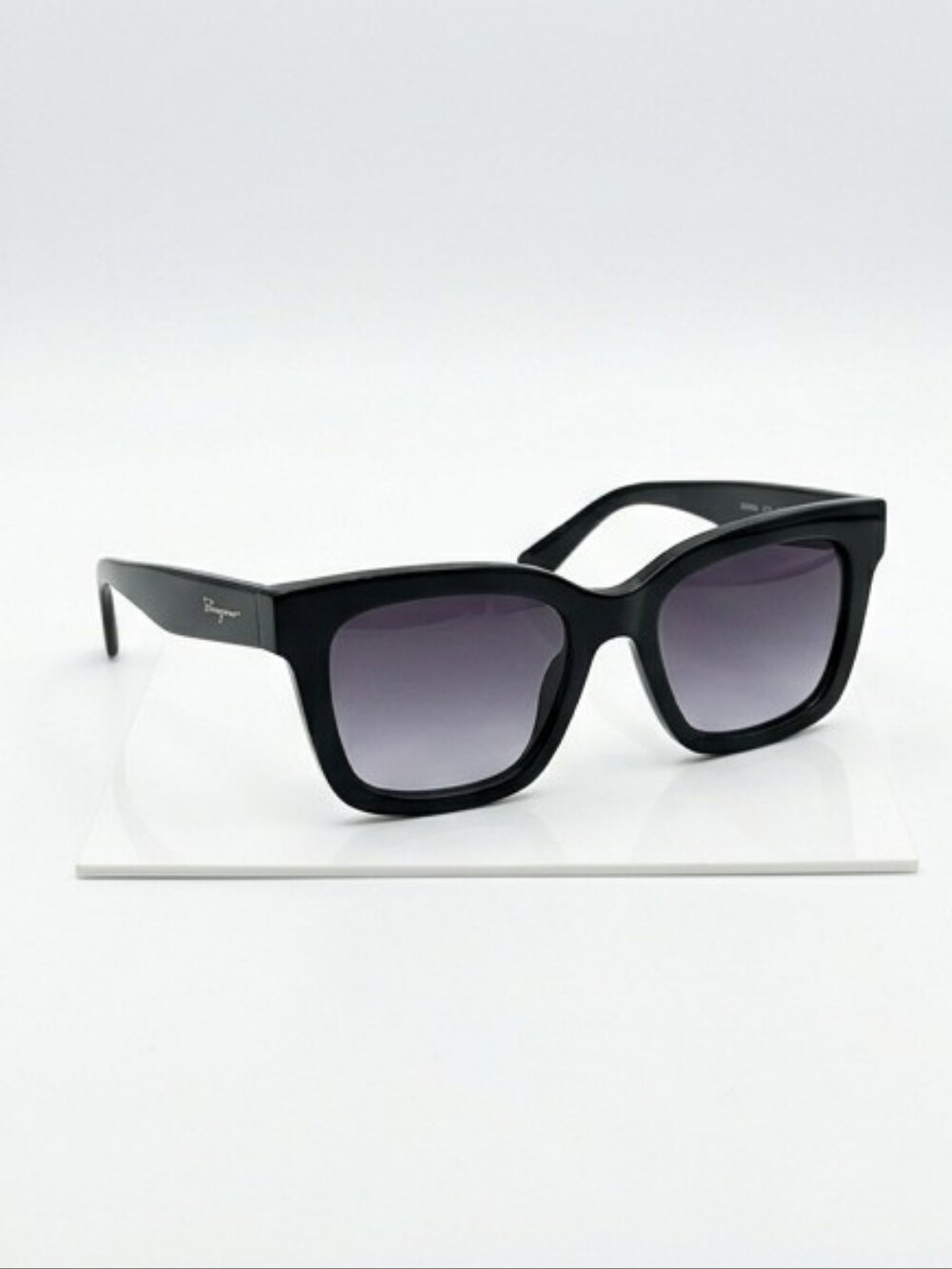 Salvatore Ferragamo Black Square Sunglasses with Gradient Lenses